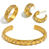 Wholesale Elegant Niche Allmatch Ring Bracelet And Tarot Earrings For Women Stainless Steel 18K Gold Plated Geometric Electroplated