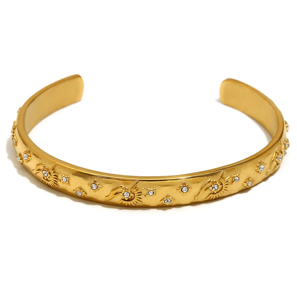 Wholesale Elegant Niche Allmatch Ring Bracelet And Tarot Earrings For Women Stainless Steel 18K Gold Plated Geometric Electroplated