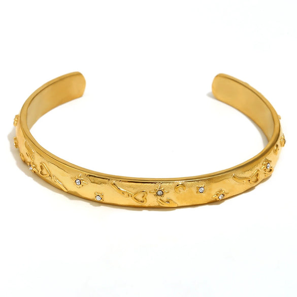 Wholesale Elegant Niche Allmatch Ring Bracelet And Tarot Earrings For Women Stainless Steel 18K Gold Plated Geometric Electroplated