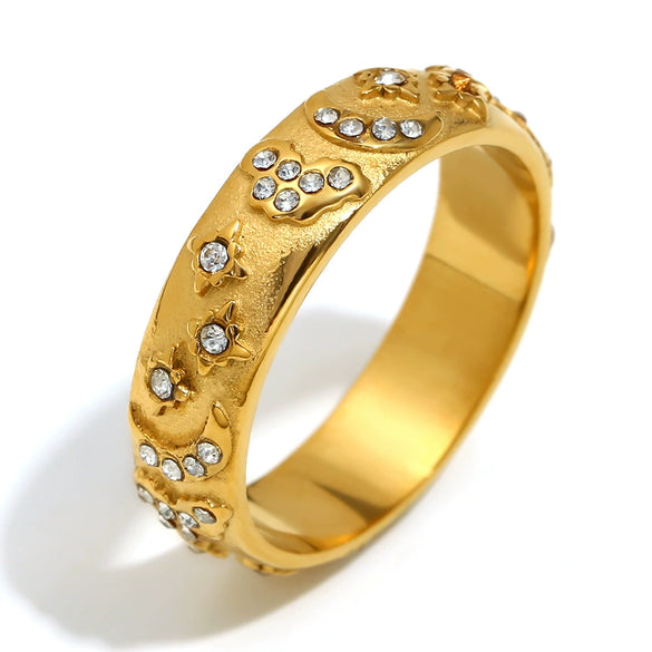 Wholesale Elegant Niche Allmatch Ring Bracelet And Tarot Earrings For Women Stainless Steel 18K Gold Plated Geometric Electroplated