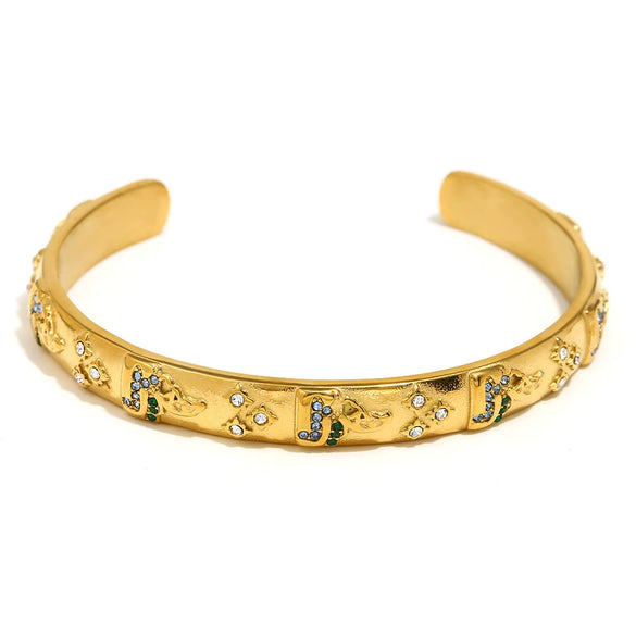 Wholesale Elegant Niche Allmatch Ring Bracelet And Tarot Earrings For Women Stainless Steel 18K Gold Plated Geometric Electroplated