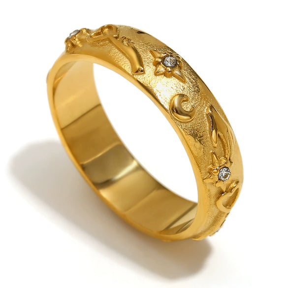 Wholesale Elegant Niche Allmatch Ring Bracelet And Tarot Earrings For Women Stainless Steel 18K Gold Plated Geometric Electroplated