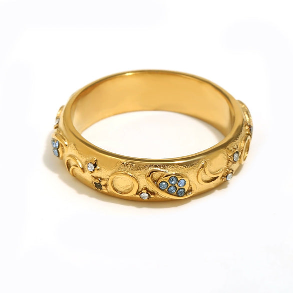 Wholesale Elegant Niche Allmatch Ring Bracelet And Tarot Earrings For Women Stainless Steel 18K Gold Plated Geometric Electroplated