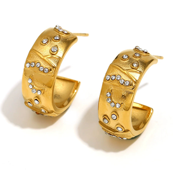 Wholesale Elegant Niche Allmatch Ring Bracelet And Tarot Earrings For Women Stainless Steel 18K Gold Plated Geometric Electroplated