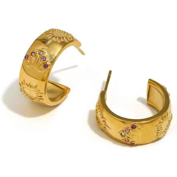 Wholesale Elegant Niche Allmatch Ring Bracelet And Tarot Earrings For Women Stainless Steel 18K Gold Plated Geometric Electroplated