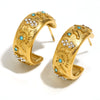 Wholesale Elegant Niche Allmatch Ring Bracelet And Tarot Earrings For Women Stainless Steel 18K Gold Plated Geometric Electroplated