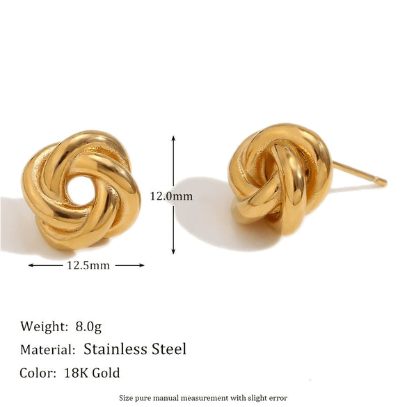 Wholesale Elegant Niche Design Creative Women's Earrings Stainless Steel 18K Gold Plated With Geometric Wool Ball