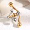 Wholesale Elegant Niche Design Hand Jewelry Stainless Steel 18K Gold Plated Round Head Exaggerated Ring With Geometric Pattern For Women