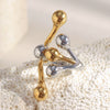 Wholesale Elegant Niche Design Hand Jewelry Stainless Steel 18K Gold Plated Round Head Exaggerated Ring With Geometric Pattern For Women