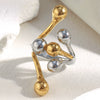 Wholesale Elegant Niche Design Hand Jewelry Stainless Steel 18K Gold Plated Round Head Exaggerated Ring With Geometric Pattern For Women