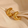 Wholesale Elegant Niche Design Women's Stainless Steel 18K Gold Plated Double Layer Geometric Earrings With Electroplating