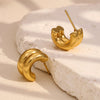 Wholesale Elegant Niche Design Women's Stainless Steel 18K Gold Plated Double Layer Geometric Earrings With Electroplating