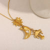 Wholesale Elegant Niche Light Luxury Pendant Necklace Stainless Steel Plated 18K Gold With Distinctive Tassel And Geometric Coconut Tree Pendant Electroplated