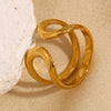 Wholesale Elegant Niche Personality French Line Stainless Steel 18K Gold Plated Double Layer Open Ring Bracelet With Geometric Design And Electroplating Treatment