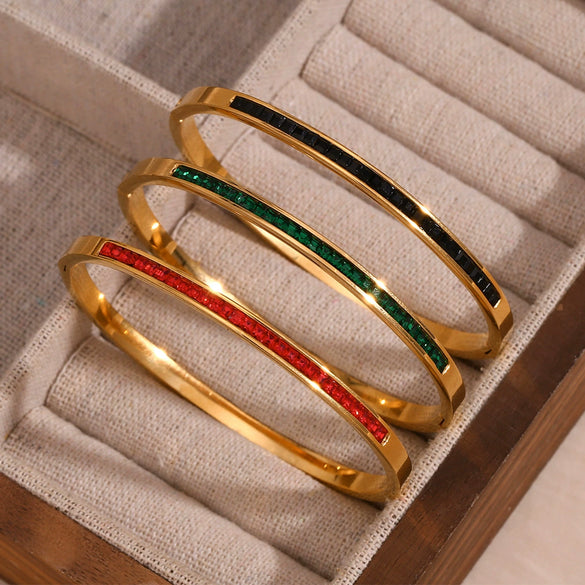 Wholesale Elegant Niche Simple Fashion Women's Bracelet Stainless Steel 18K Gold Plated With Sticky Diamonds Electroplated