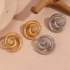 Wholesale Elegant Popular Geometric Stainless Steel 18K Gold Plated Micropaved Zircon Embellished Swirl Earrings For Women