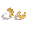 Wholesale Elegant Real Gold Plated Stainless Steel Plants And Flowers Ear Clips Jewelry For Women