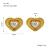 Wholesale Elegant Retro Heart Shape 316L Stainless Steel 18K Gold Plated Pearl Earrings For Women