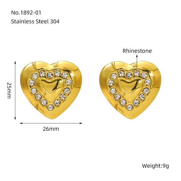 Wholesale Elegant Retro Heart Shape 316L Stainless Steel 18K Gold Plated Pearl Earrings For Women