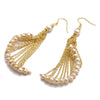 Wholesale Elegant Retro Long Pearl Tassel Earrings Natural Pearl Geometric Design