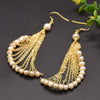 Wholesale Elegant Retro Long Pearl Tassel Earrings Natural Pearl Geometric Design