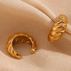 Wholesale Elegant Retro Mini Croissant Ear Clip Earrings For Women Stainless Steel 18K Gold Plated Geometric