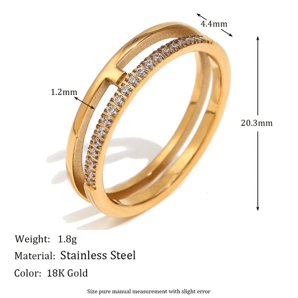 Wholesale Elegant Retro Niche Fashion Stainless Steel 18K Gold Plated Geometric Irregular Bracelet And Ring