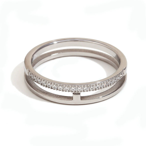 Wholesale Elegant Retro Niche Fashion Stainless Steel 18K Gold Plated Geometric Irregular Bracelet And Ring