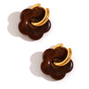 Wholesale Elegant Retro Small Flower Stainless Steel Electroplated 18K Gold Color Women's Earrings With Geometric Pattern