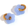Wholesale Elegant Retro Small Flower Stainless Steel Electroplated 18K Gold Color Women's Earrings With Geometric Pattern