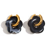 Wholesale Elegant Retro Small Flower Stainless Steel Electroplated 18K Gold Color Women's Earrings With Geometric Pattern