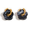 Wholesale Elegant Retro Small Flower Stainless Steel Electroplated 18K Gold Color Women's Earrings With Geometric Pattern
