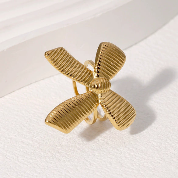 Wholesale Elegant Retro Stainless Steel Electroplated Bow Tie Ring For Women