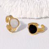 Wholesale Elegant Retro Stainless Steel Geometric Open Ring For Women Gold Plated Fadefree