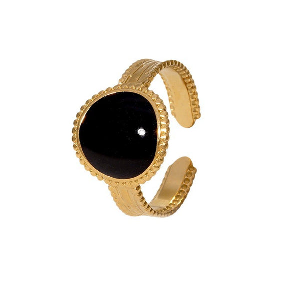Wholesale Elegant Retro Stainless Steel Geometric Open Ring For Women Gold Plated Fadefree