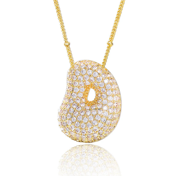 Wholesale Elegant Romantic Shiny Letter Copper Three-Dimensional Inlay Artificial Diamond Pendant Necklace
