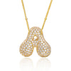 Wholesale Elegant Romantic Shiny Letter Copper Three-Dimensional Inlay Artificial Diamond Pendant Necklace