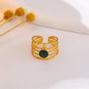 Wholesale Jewelry Elegant Round Stainless Steel Artificial Rhinestones 18K Gold Plated Enamel Plating Open Rings
