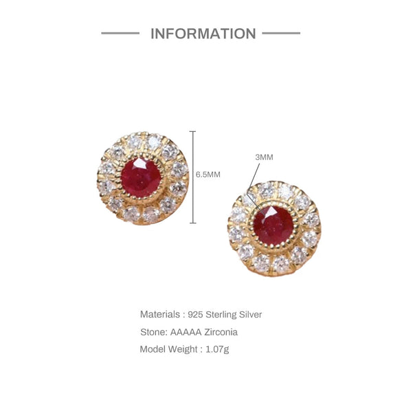 Wholesale Elegant S925 Silver Retro Palace Luxury Ruby Women's Ear Jewelry With Geometric Design And Electroplating