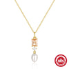 Wholesale Elegant S925 Sterling Silver Diamondencrusted Pearl Pendant Ochain Necklace With Geometric Design And Electroplating