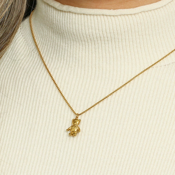 Wholesale Elegant Simple Balloon Puppy Pendant Necklace Stainless Steel 18K Gold Plated With 3D Animal Design