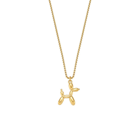 Wholesale Elegant Simple Balloon Puppy Pendant Necklace Stainless Steel 18K Gold Plated With 3D Animal Design