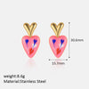 Wholesale Elegant Simple Color Drop Oil Paint Heart Shape Stainless Steel 18K Electroplated Earrings For Women