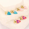 Wholesale Elegant Simple Color Drop Oil Paint Heart Shape Stainless Steel 18K Electroplated Earrings For Women