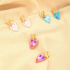 Wholesale Elegant Simple Color Drop Oil Paint Heart Shape Stainless Steel 18K Electroplated Earrings For Women