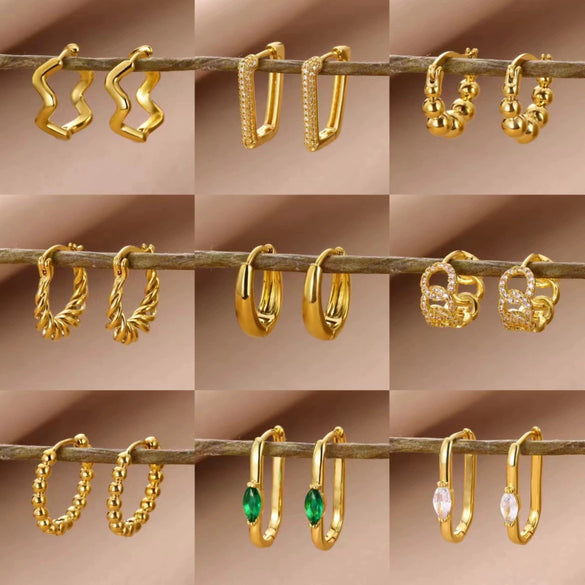 Wholesale Elegant Simple Geometric Zircon Earrings Highend Metal Style Copper Electroplating For Women