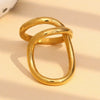 Wholesale Elegant Simple Niche Design Creative Women's Jewelry Stainless Steel 18K Gold Plated Geometric Double Ring Three Dimensional Ring With Electroplating