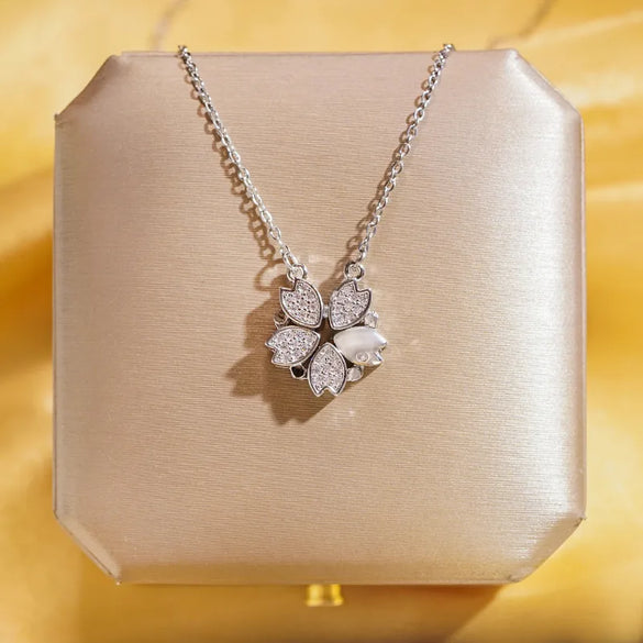 Wholesale Elegant Simple Style Classic Style Flower 304 Stainless Steel Copper Inlay 18K Gold Plated K Gold Plated Zircon Pendant Necklace