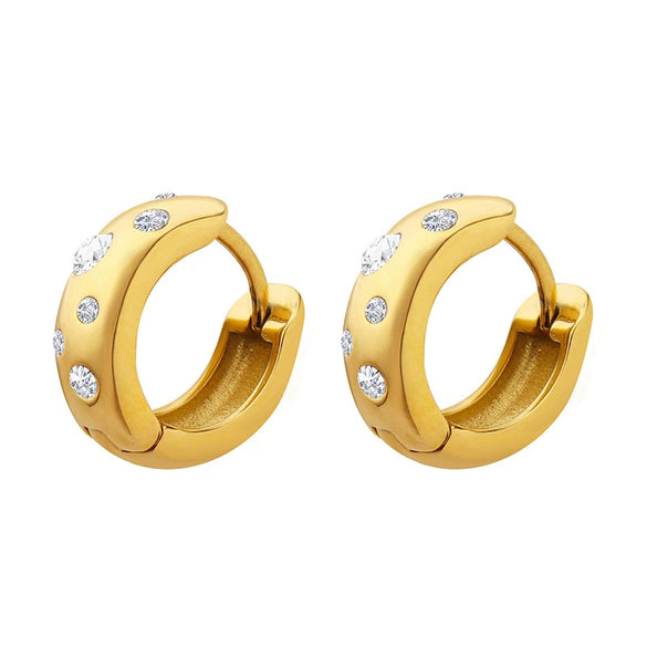 Wholesale Elegant Simple Titanium Steel Earrings With Inlaid Zircon Geometric U Shaped Design Gold Plated For Women