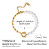 Wholesale Elegant Simple Versatile Oval Gold Bead Pearl Stainless Steel Jewelry Bracelet With Geometric Pattern Electroplating For Women
